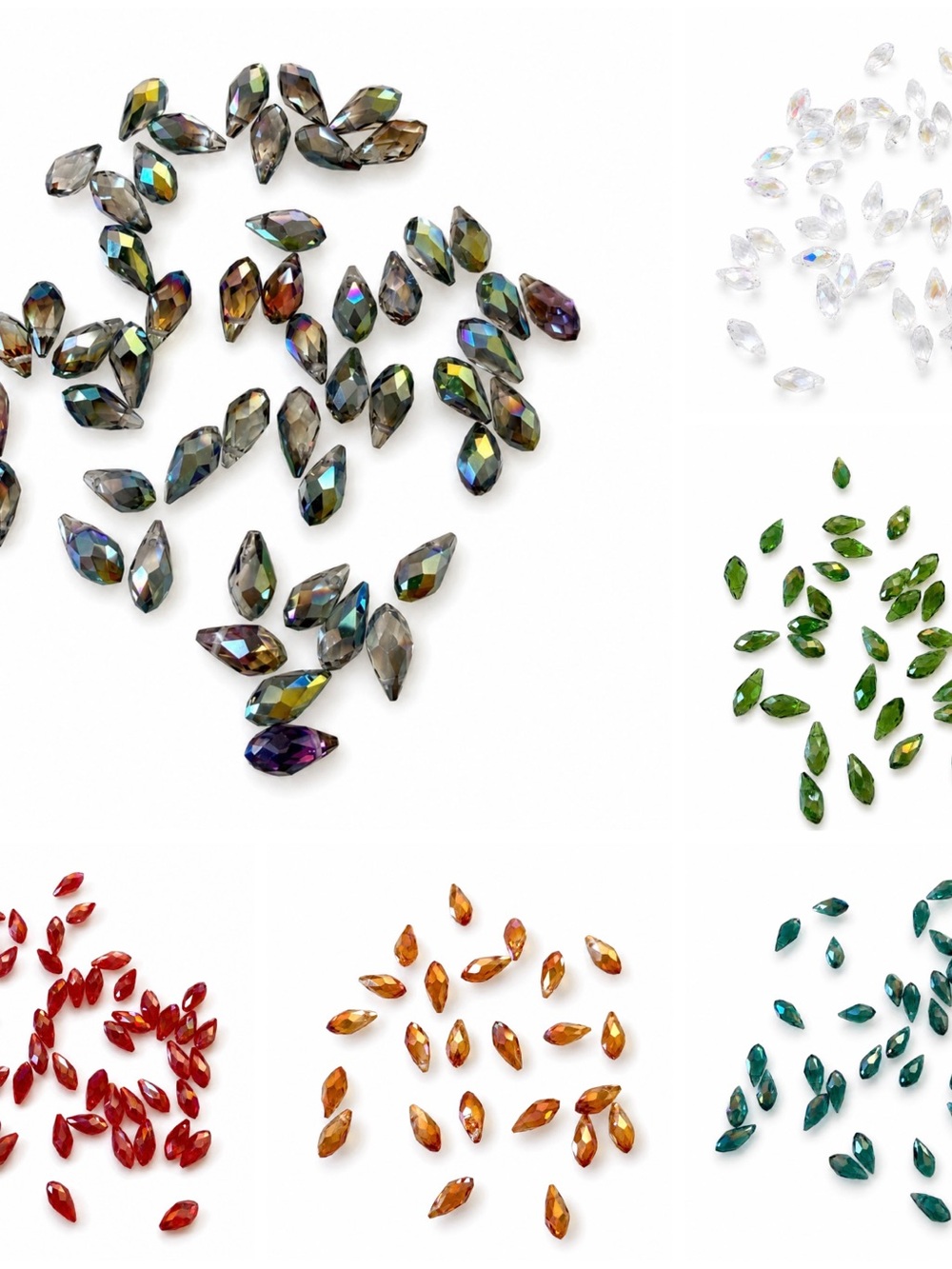 Marquise Teardrop Crystal Top Drilled Bead - Aurora Borealis Multi Color Beads